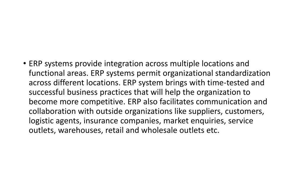 erp systems provide integration across multiple