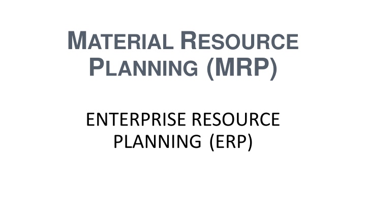 m aterial r esource p lanning mrp