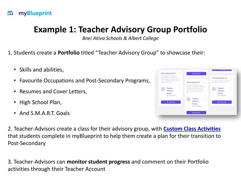 example 1 teacher advisory group portfolio bnei
