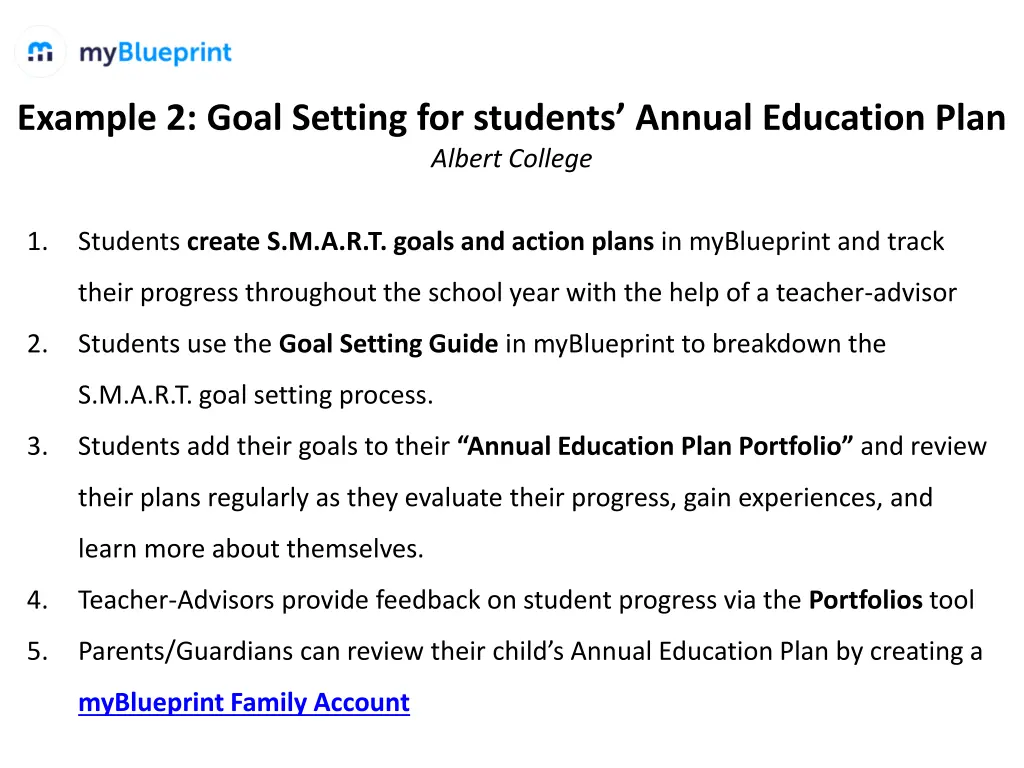 example 2 goal setting for students annual