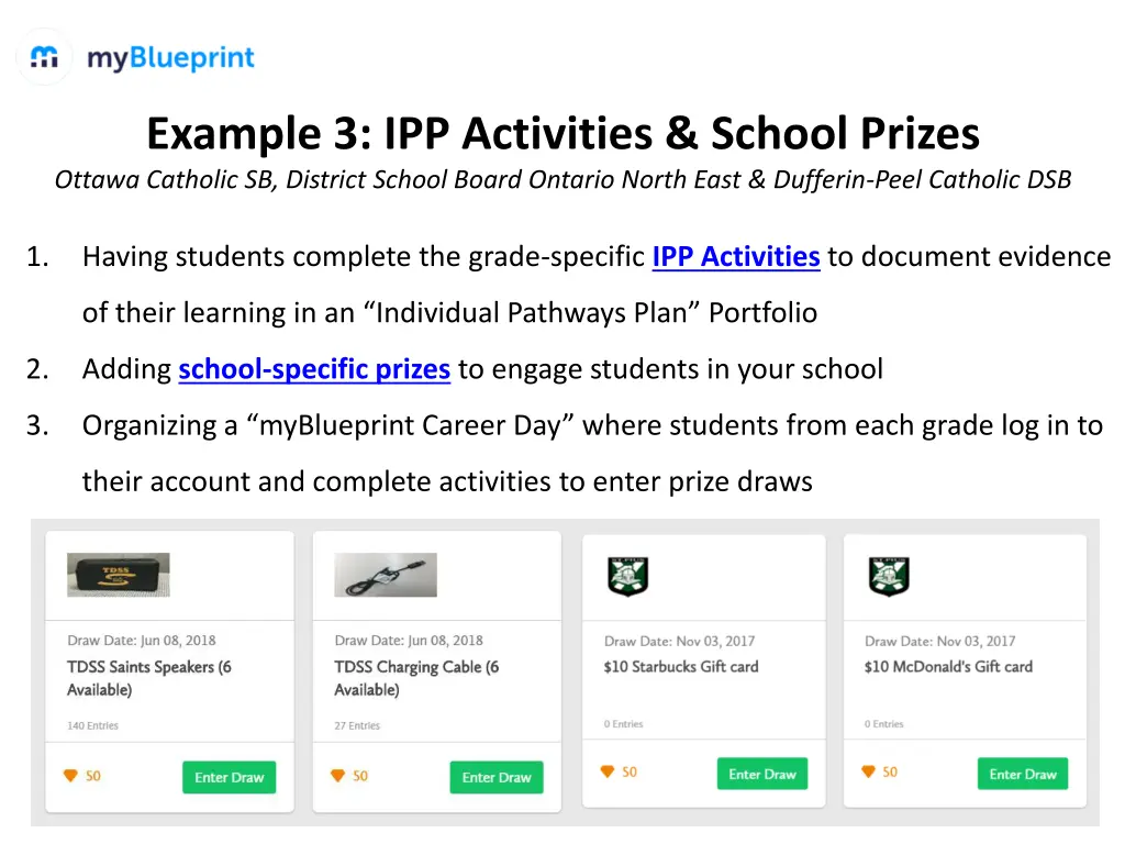 example 3 ipp activities school prizes ottawa