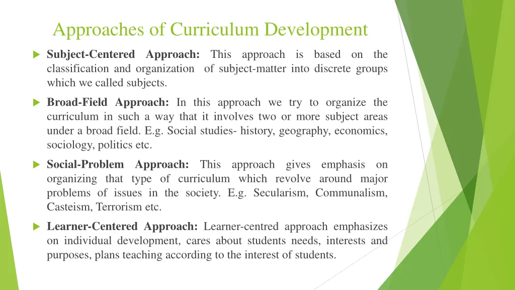 approaches of curriculum development