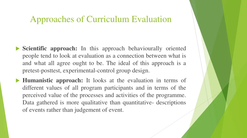 approaches of curriculum evaluation