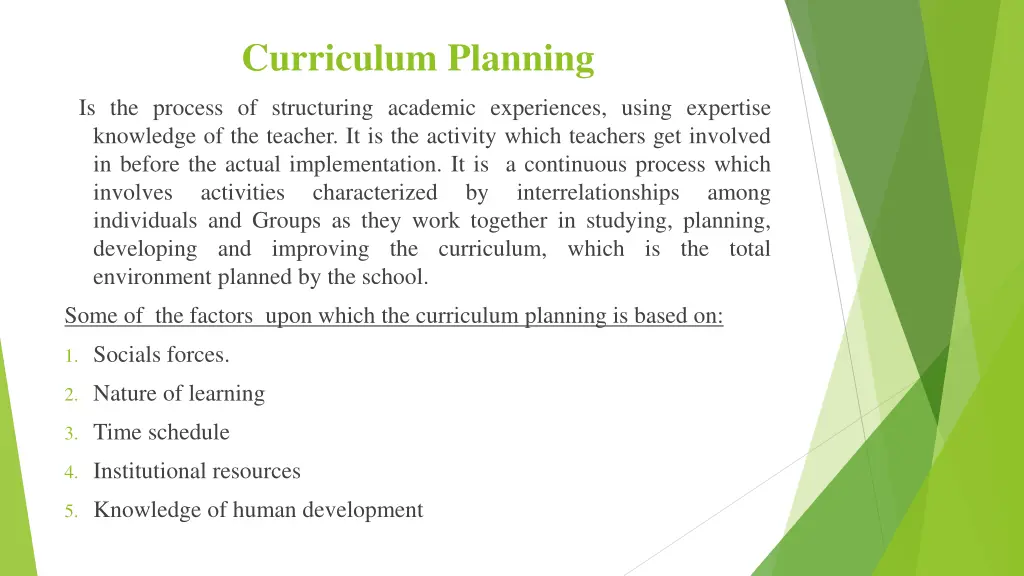 curriculum planning