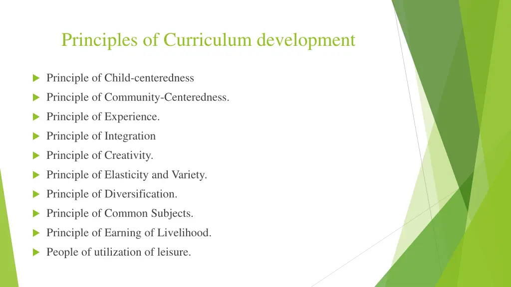 principles of curriculum development