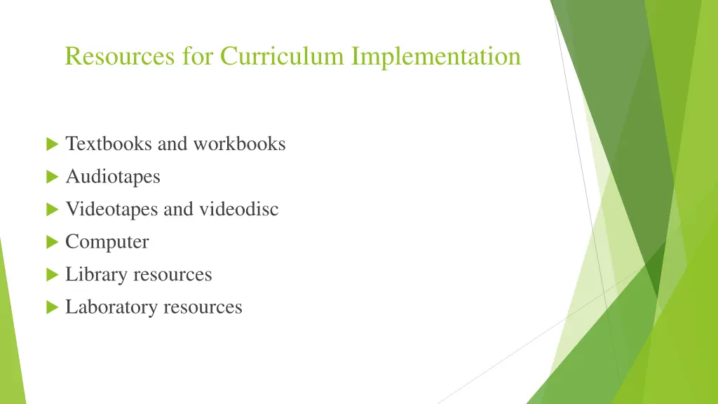 resources for curriculum implementation