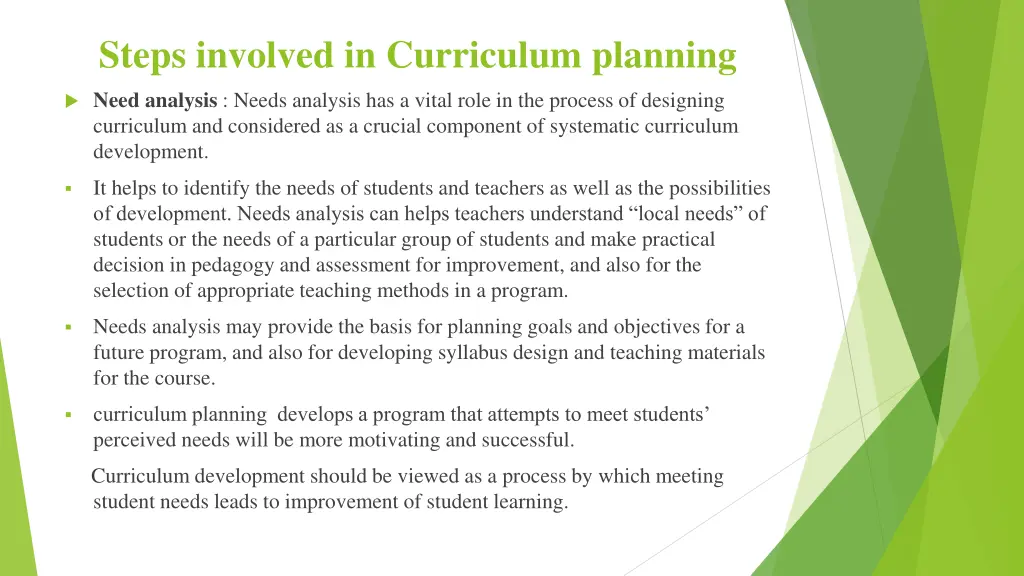 steps involved in curriculum planning