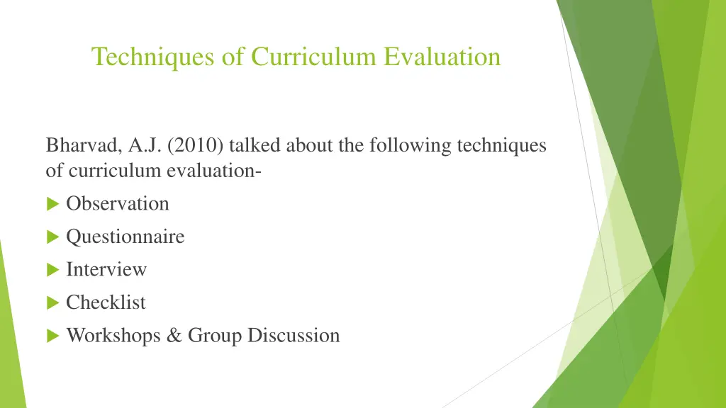 techniques of curriculum evaluation
