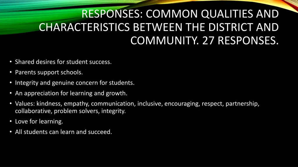 responses common qualities and characteristics