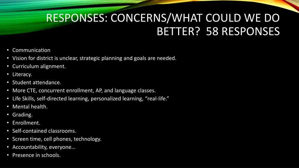 responses concerns what could we do better