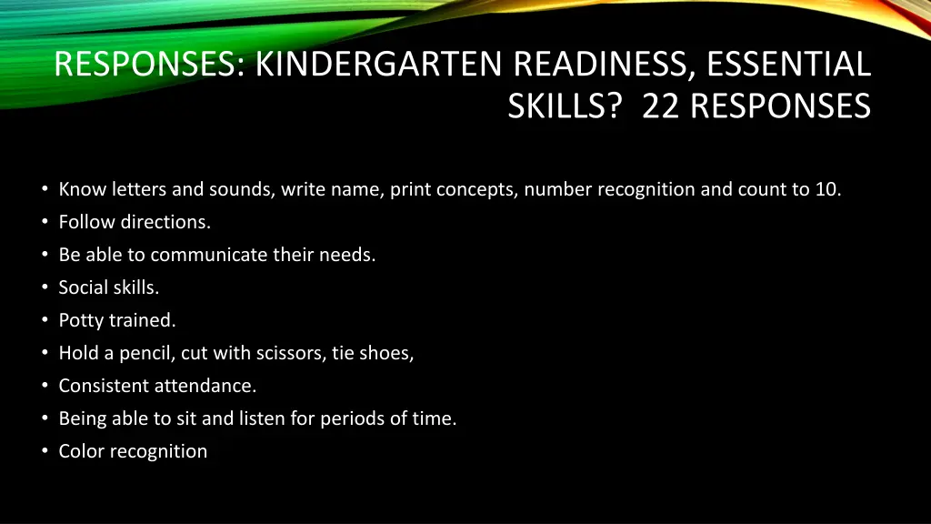 responses kindergarten readiness essential