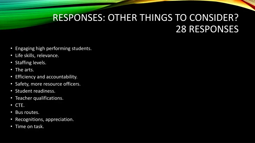 responses other things to consider