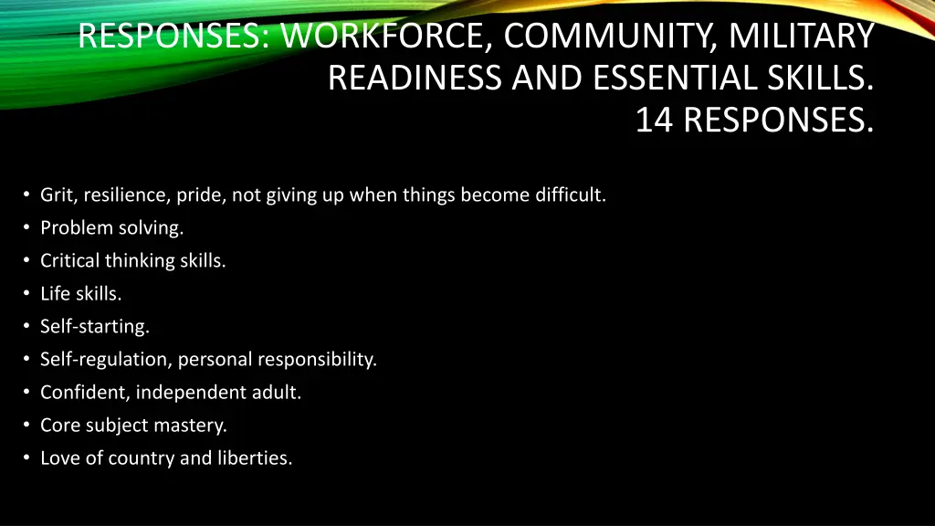 responses workforce community military readiness