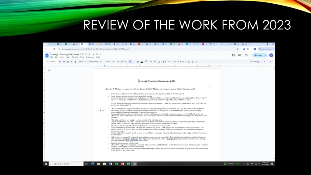 review of the work from 2023