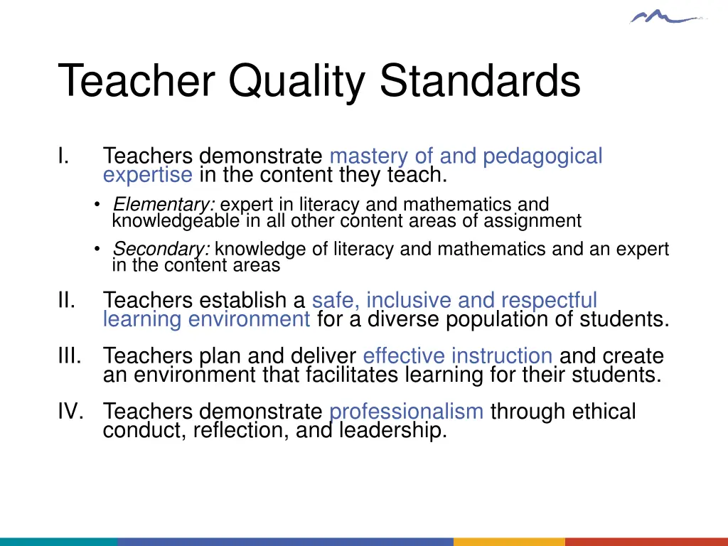 teacher quality standards