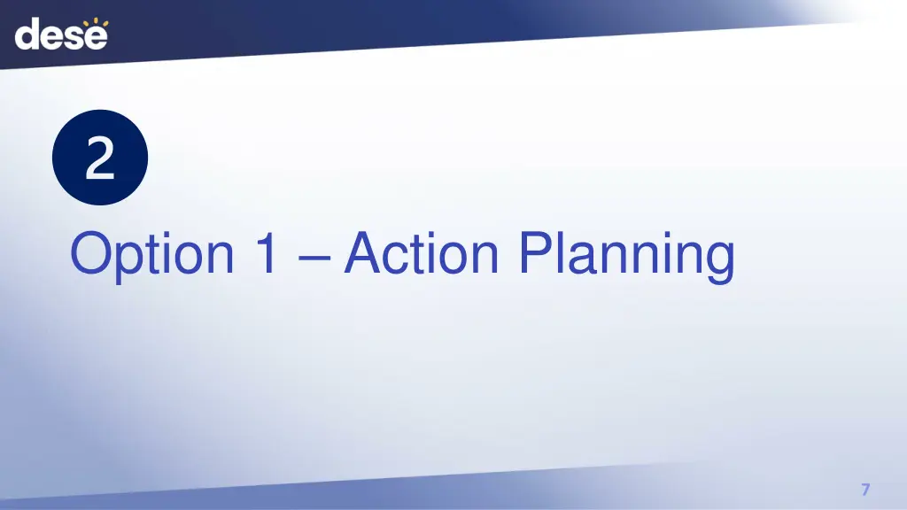 option 1 action planning