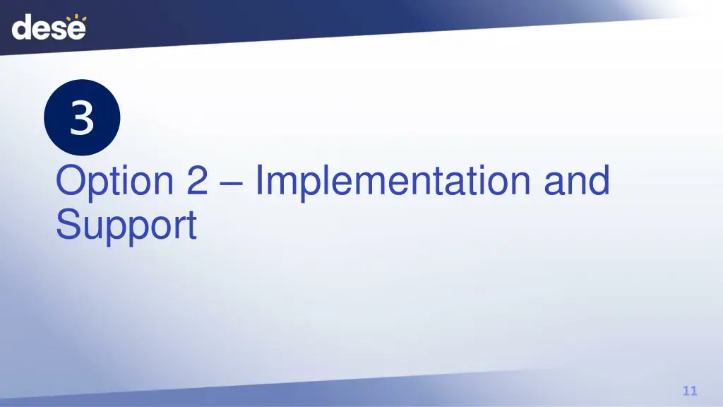 option 2 implementation and support
