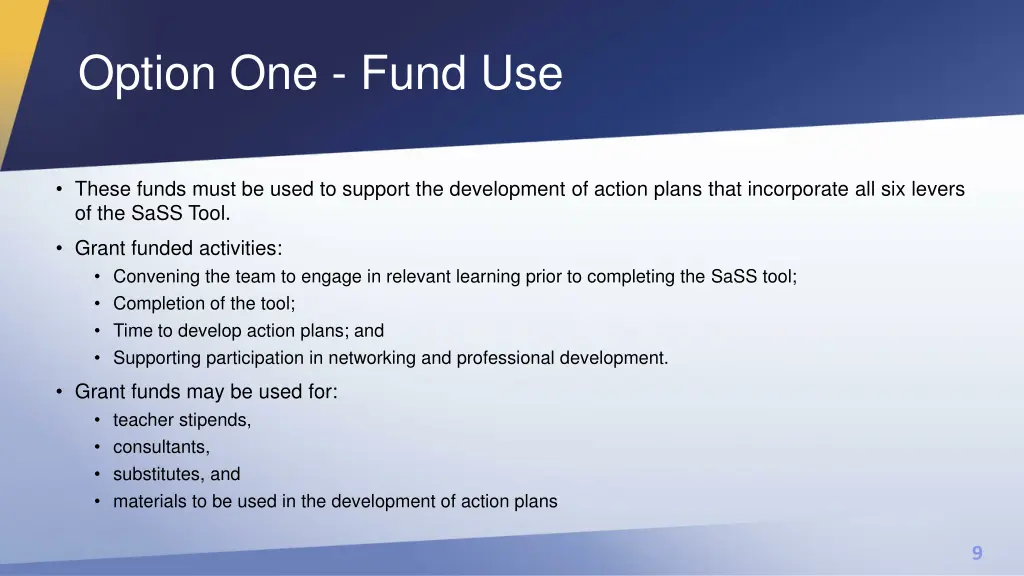 option one fund use
