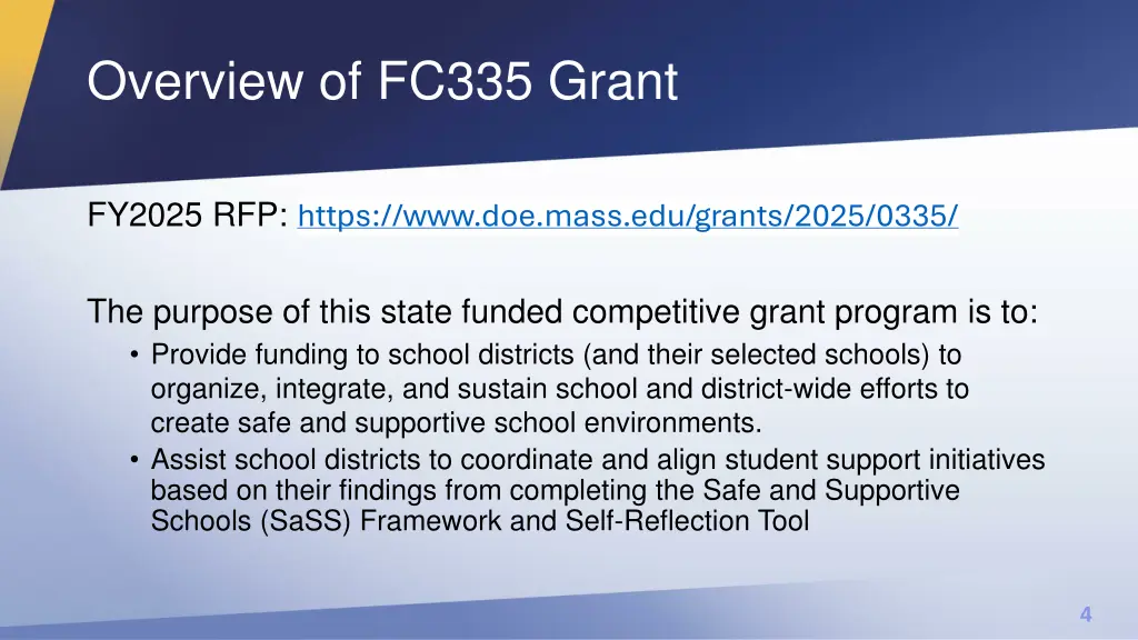 overview of fc335 grant