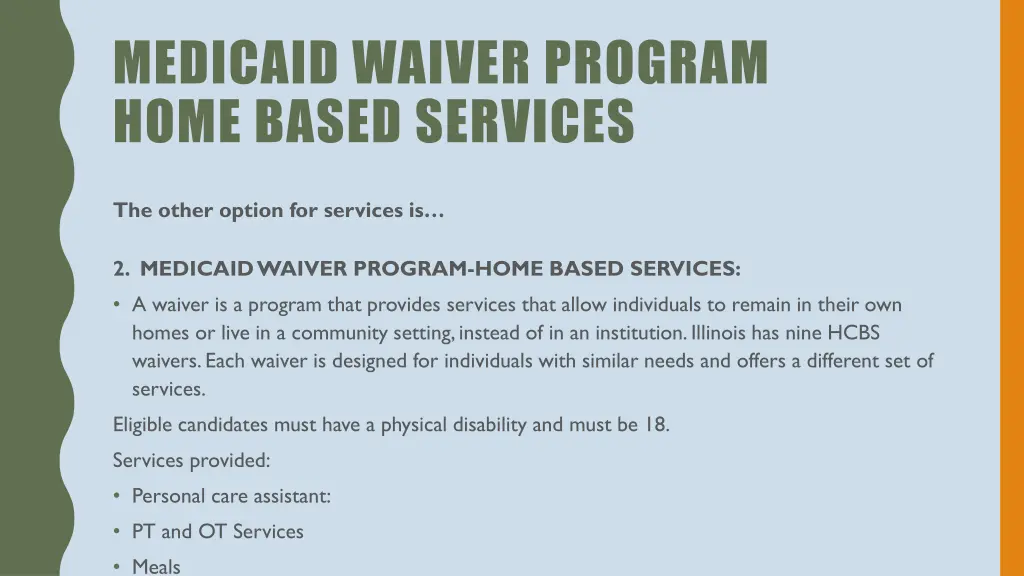 medicaid waiver program home based services