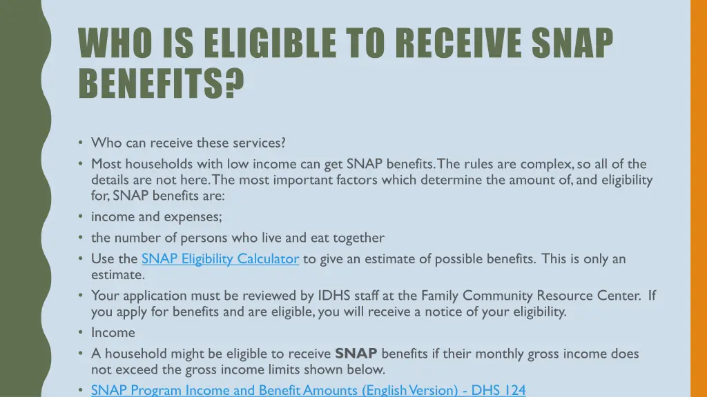who is eligible to receive snap benefits