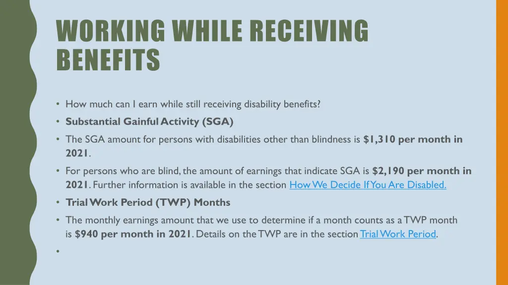 working while receiving benefits