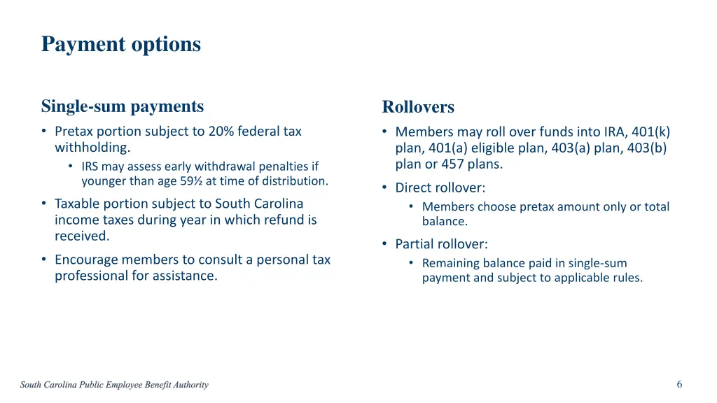 payment options