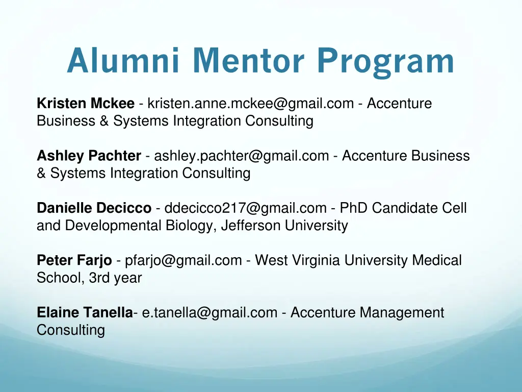alumni mentor program