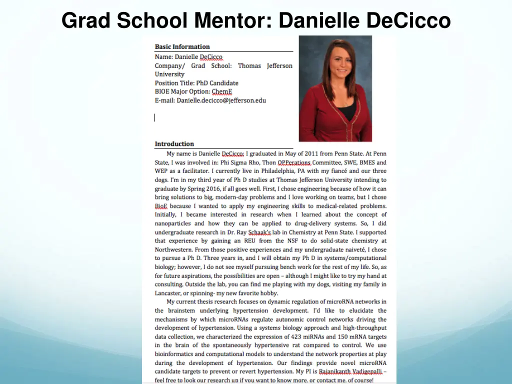 grad school mentor danielle decicco