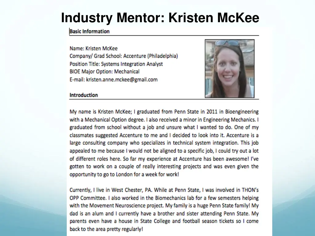 industry mentor kristen mckee