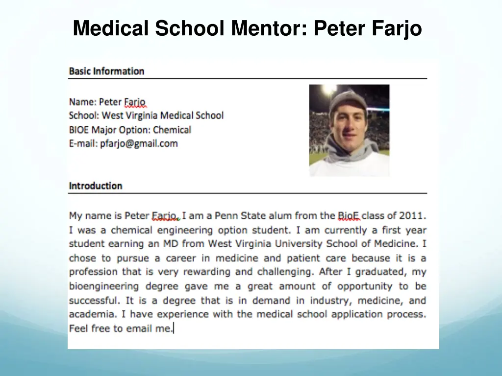 medical school mentor peter farjo