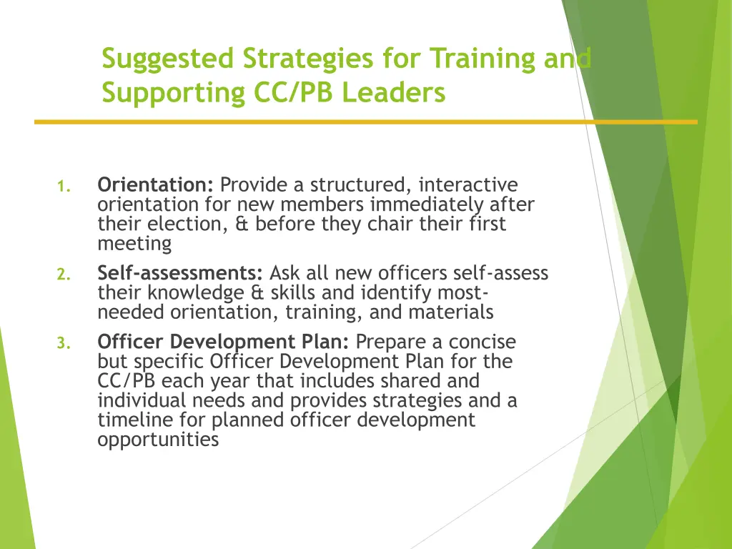suggested strategies for training and supporting