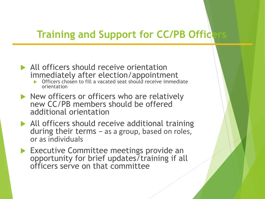 training and support for cc pb officers