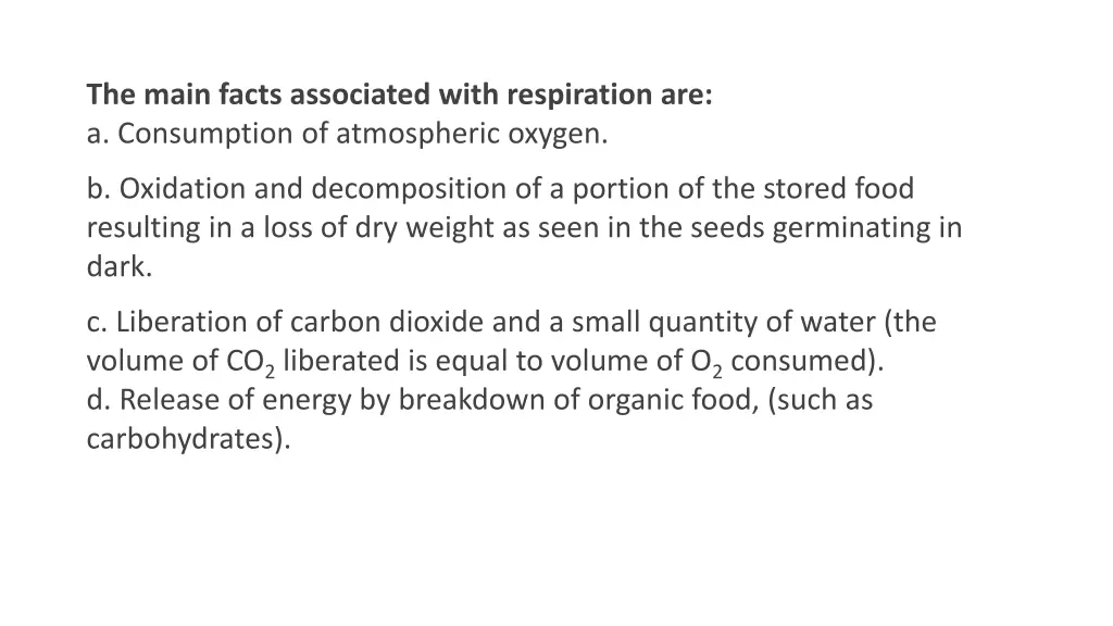 the main facts associated with respiration