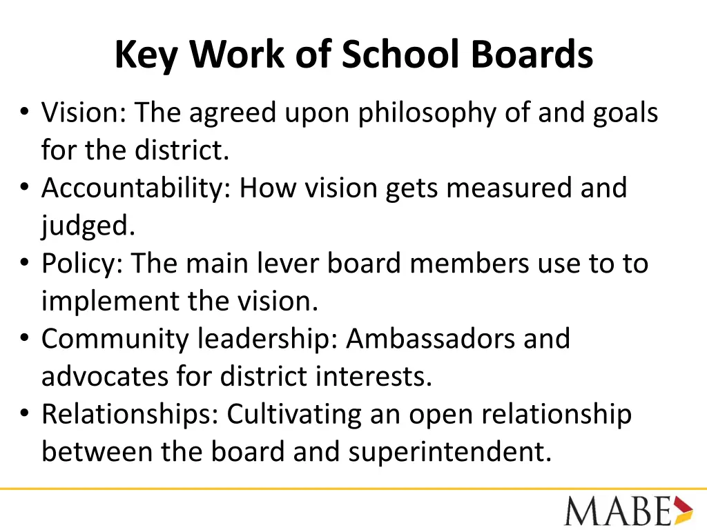 key work of school boards vision the agreed upon