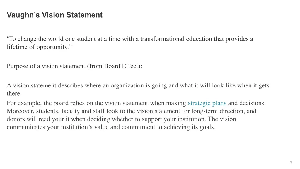 vaughn s vision statement