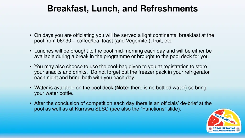 breakfast lunch and refreshments