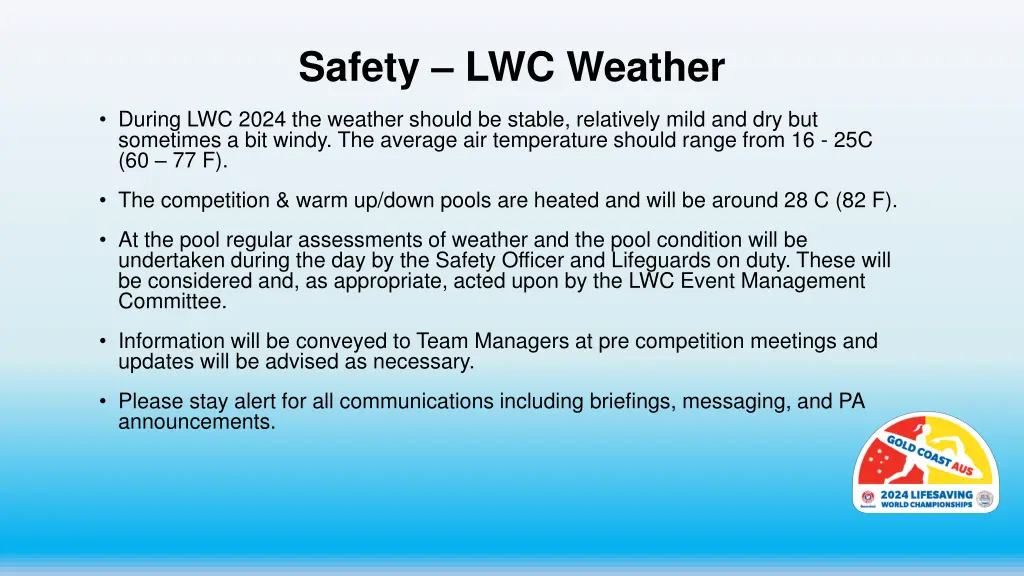 safety lwc weather