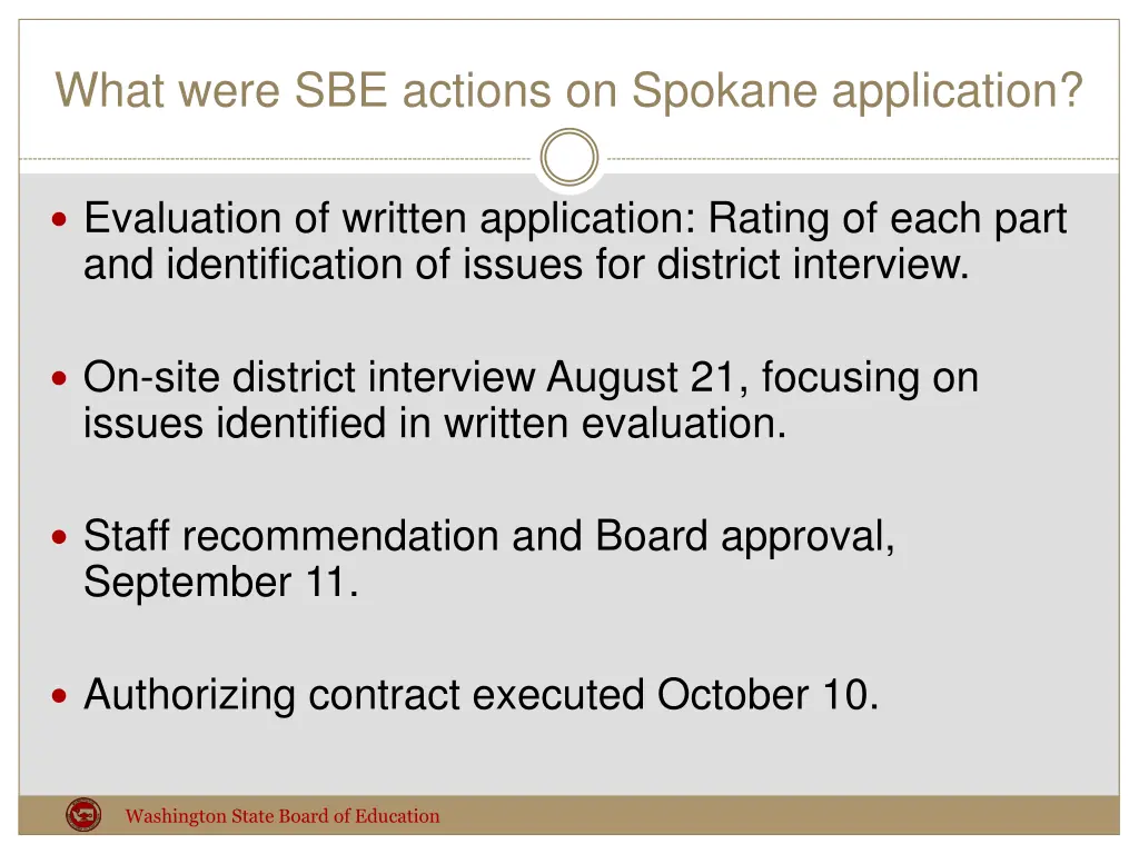 what were sbe actions on spokane application