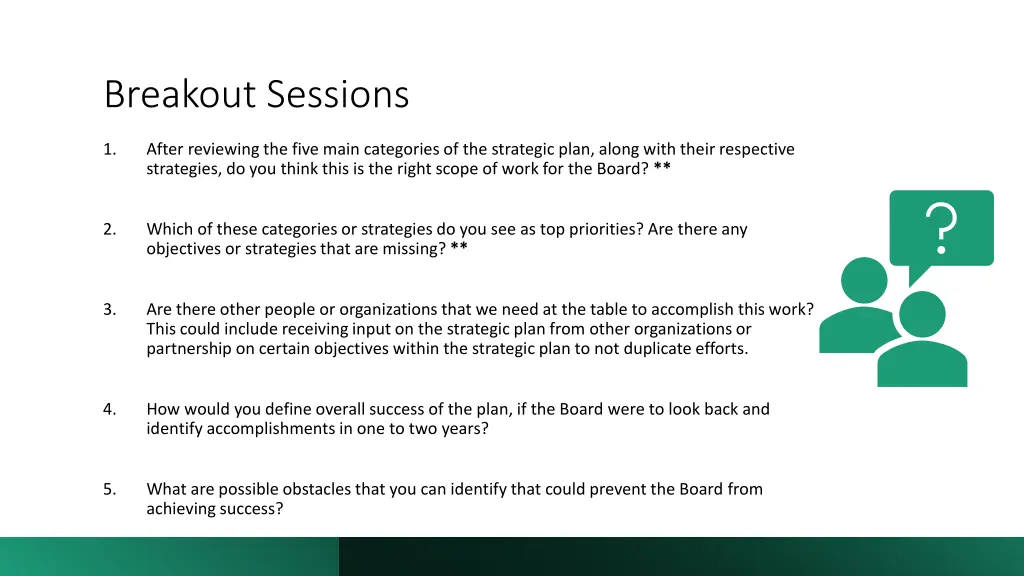 breakout sessions