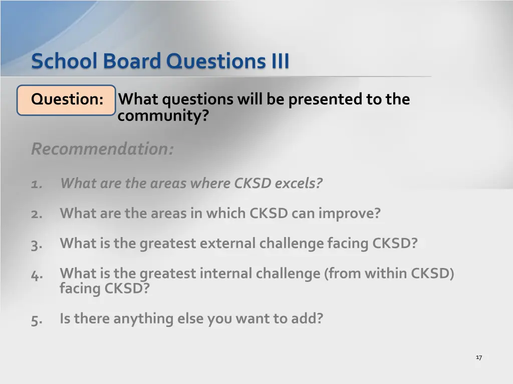 school board questions iii