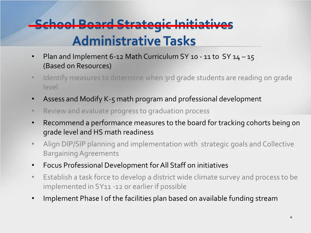 school board strategic initiatives administrative