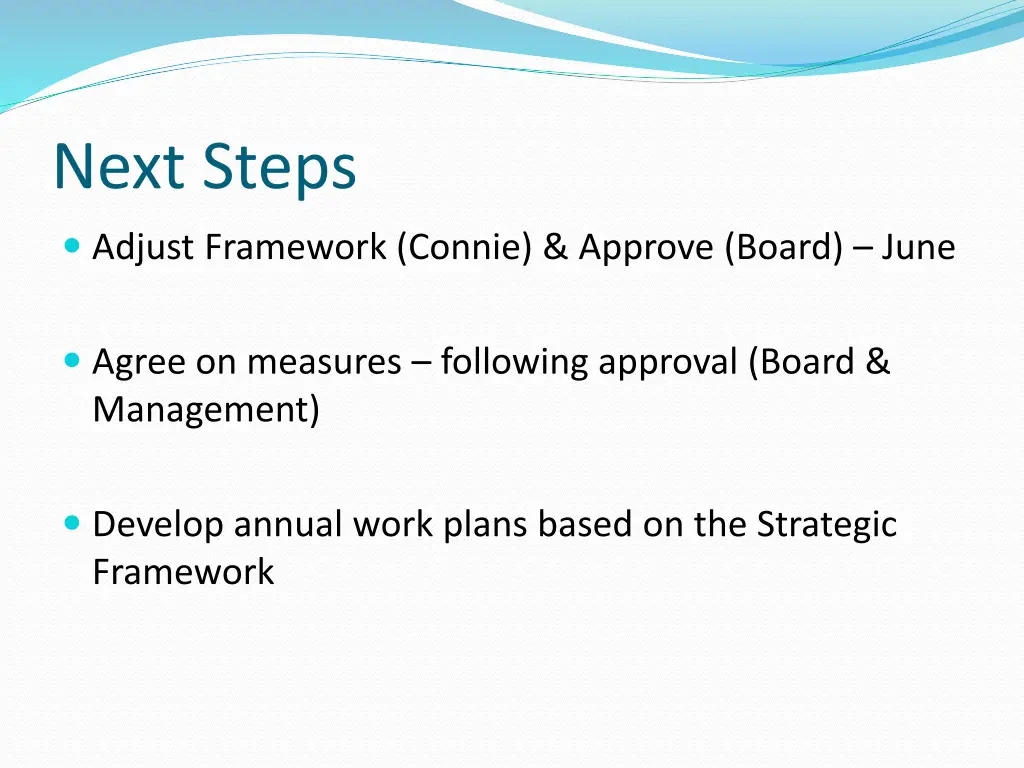 next steps