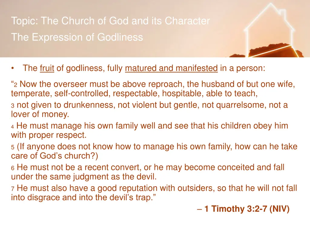 topic the church of god and its character