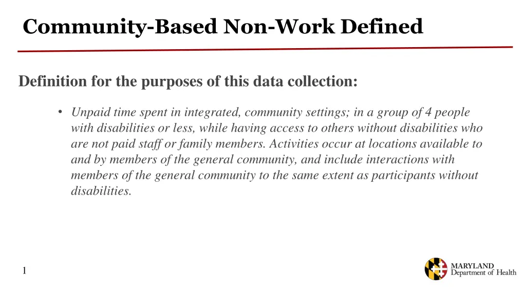 community based non work defined