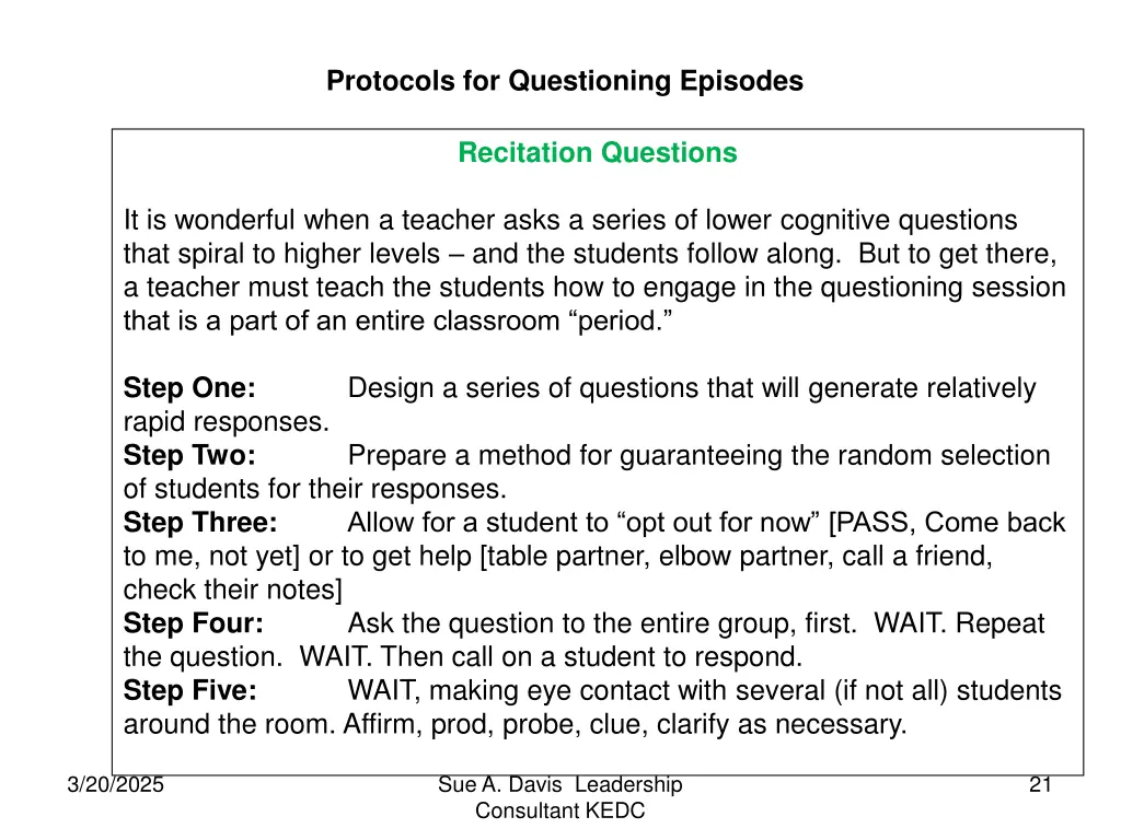protocols for questioning episodes 1