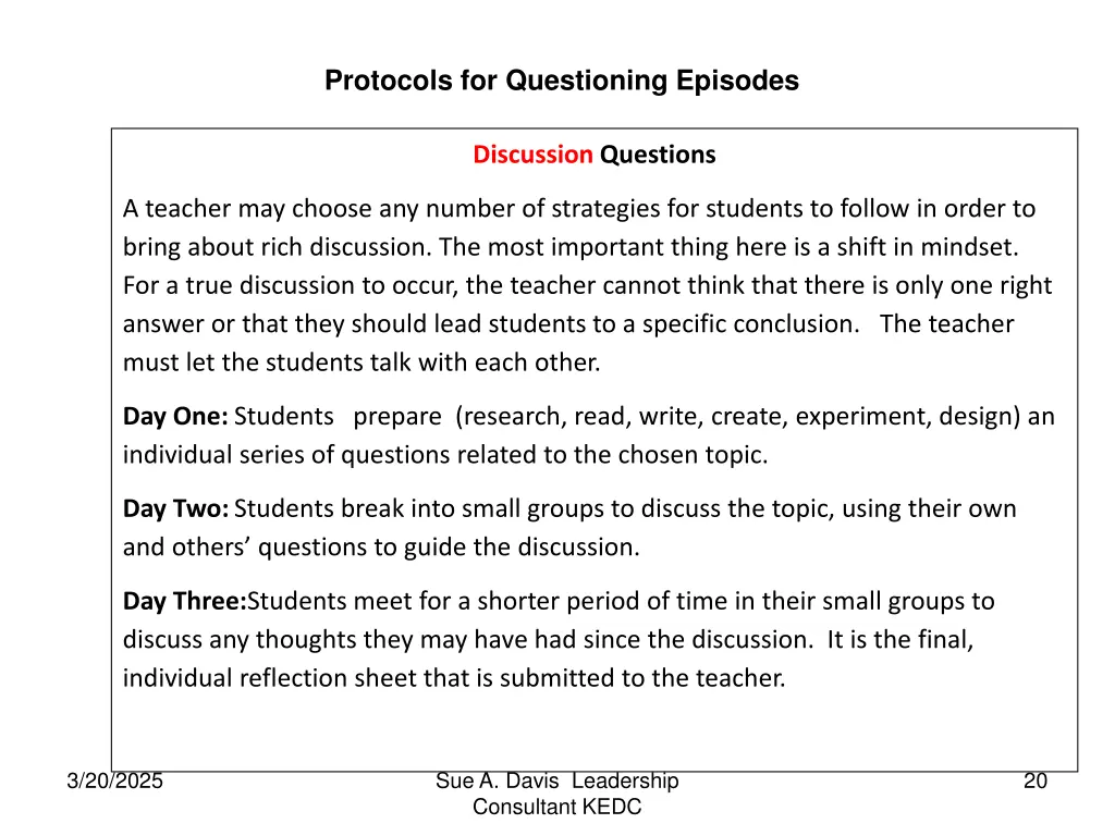 protocols for questioning episodes