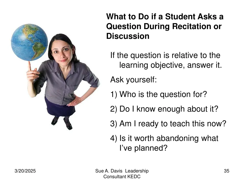 what to do if a student asks a question during