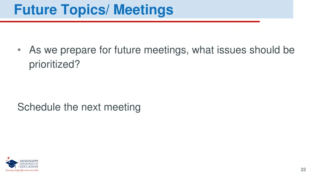 future topics meetings