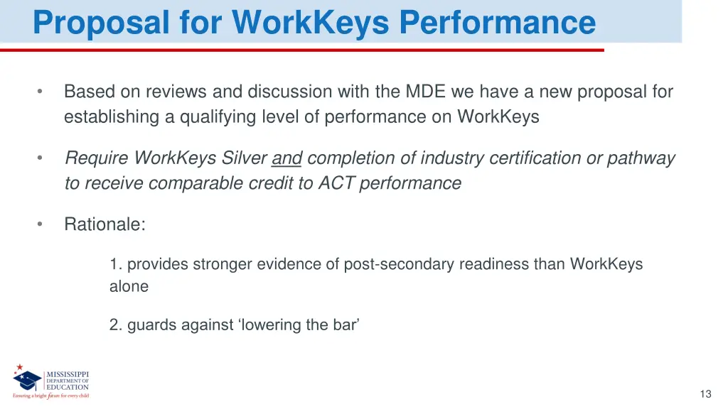 proposal for workkeys performance